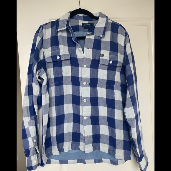 Polo Ralph Lauren blue check flannel, (size M) - Picture 2 of 3